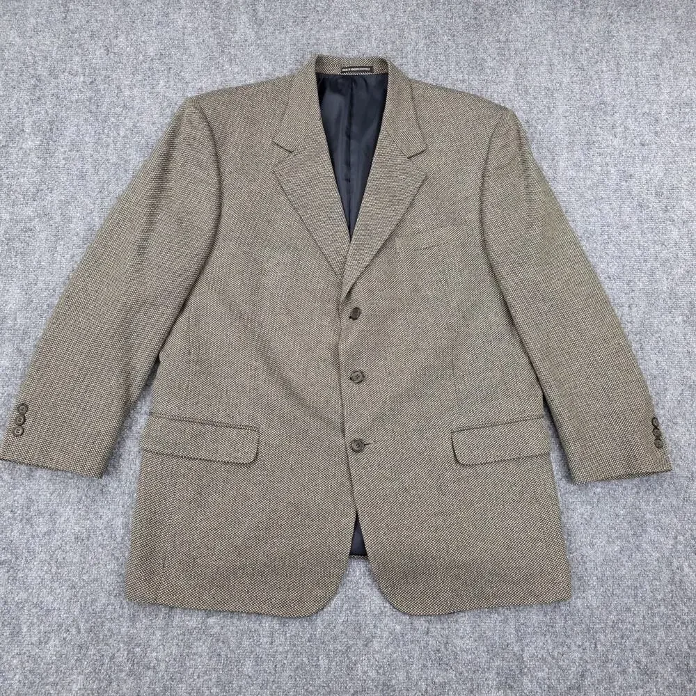 Versini Blazer Mens 46 Brown Black 100% Silk Italian Fabric Notch Lapel Jacket